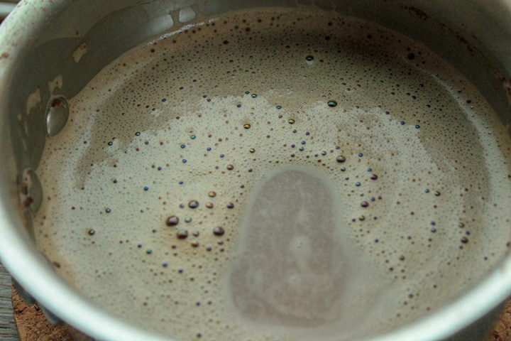 vegan hot chocolate on the stove