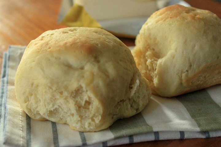 2 vegan rolls next to each other on a colored napkin. 