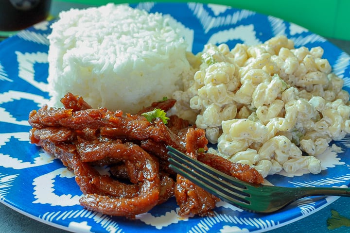 vegan Hawaiian plate lunch