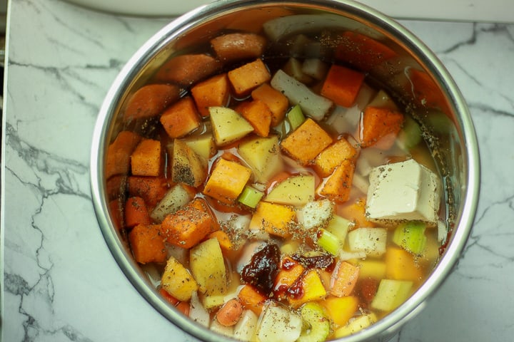 instant pot butternut squash soup precooked in the instant pot. 