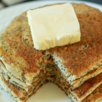vegan almond poppy seed pancakes