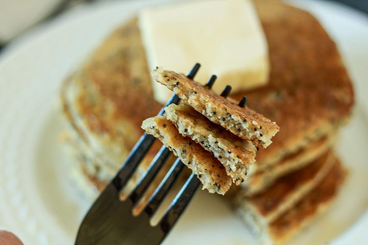 vegan almond poppy seed pancakes