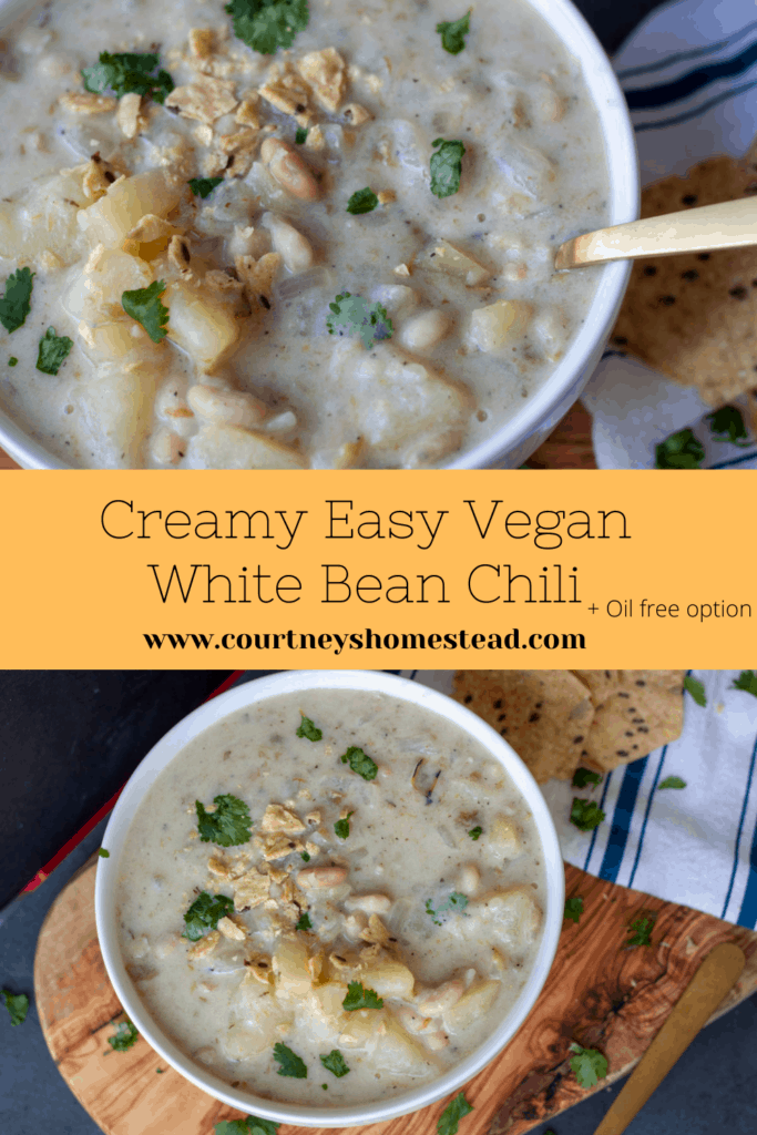 Creamy Easy Vegan White Bean Chili