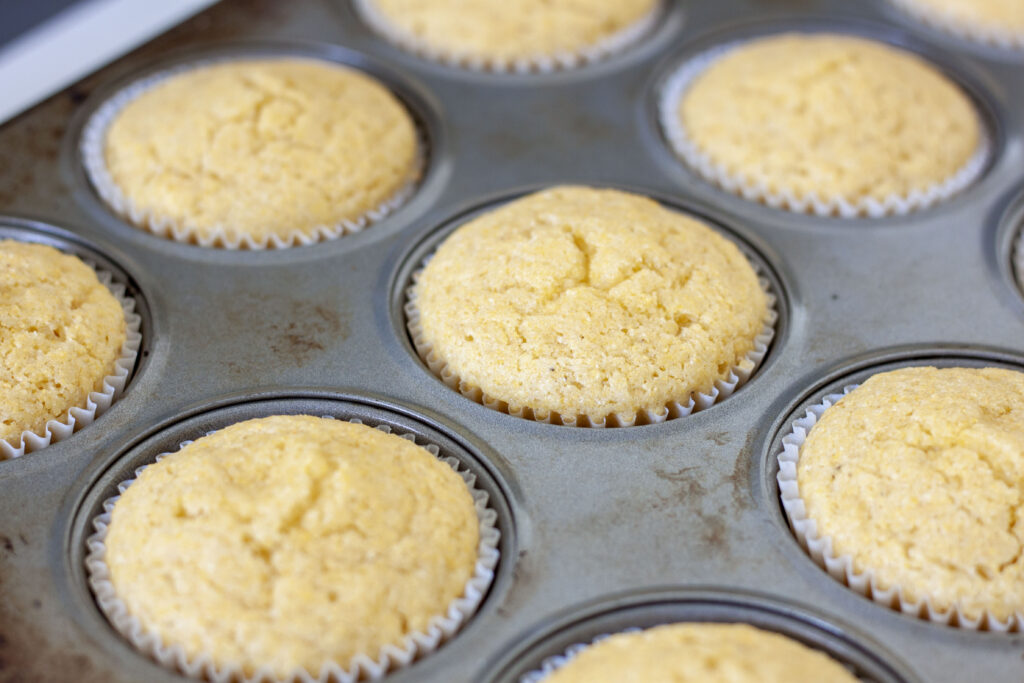 corn muffins cooked in the muffin tin. 