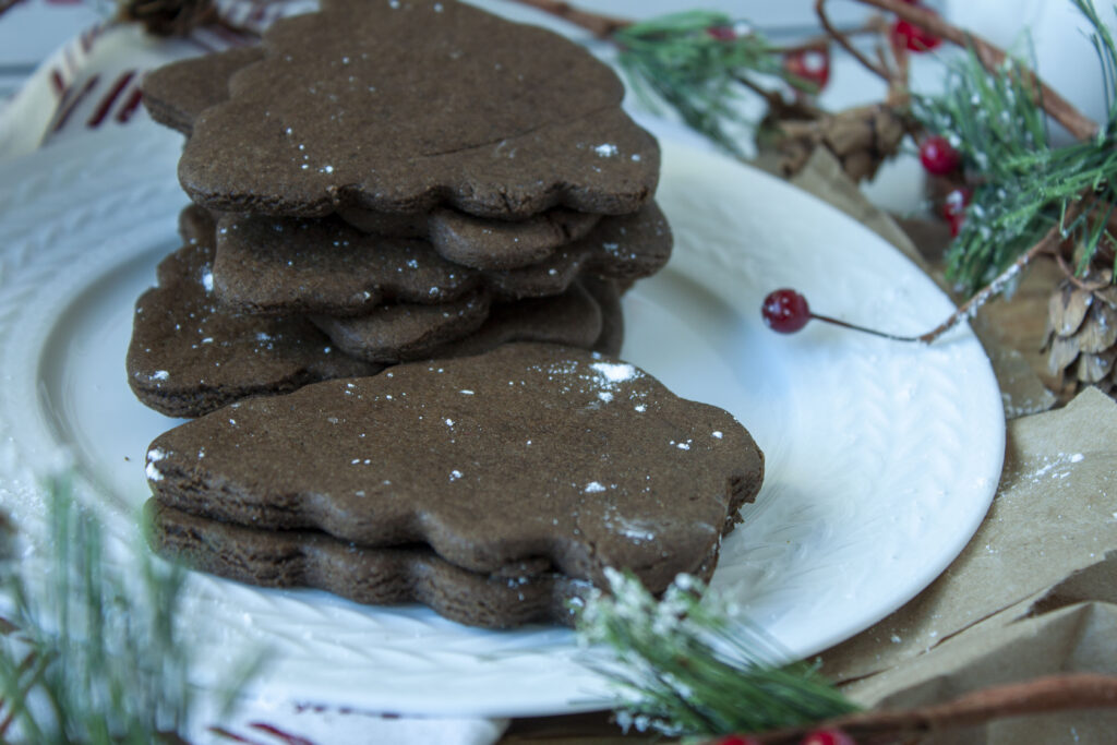 stacked vegan chocolate sugar cookies