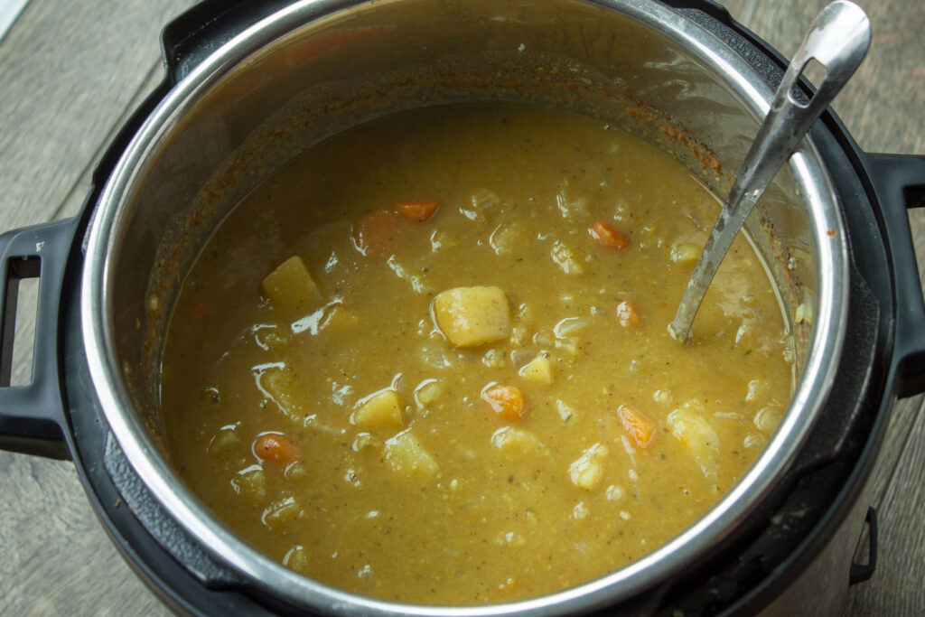 cooked vegan soup in the instant pot