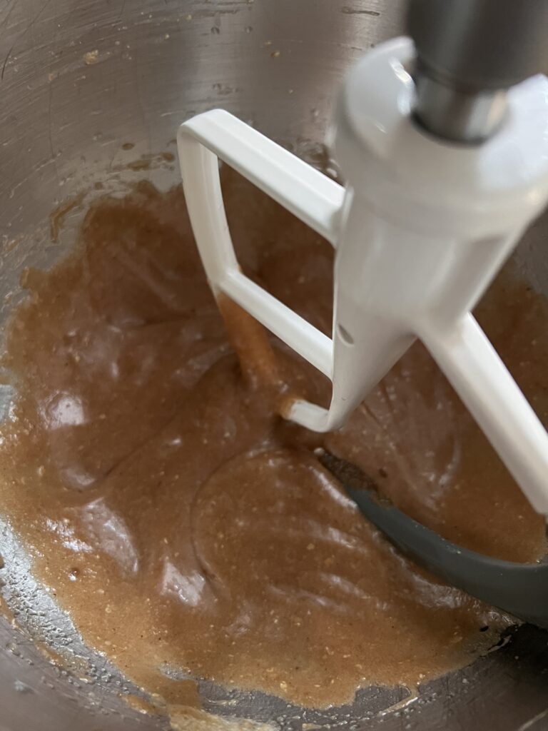 vegan oil and sugar in a kitchen aid mixer. 