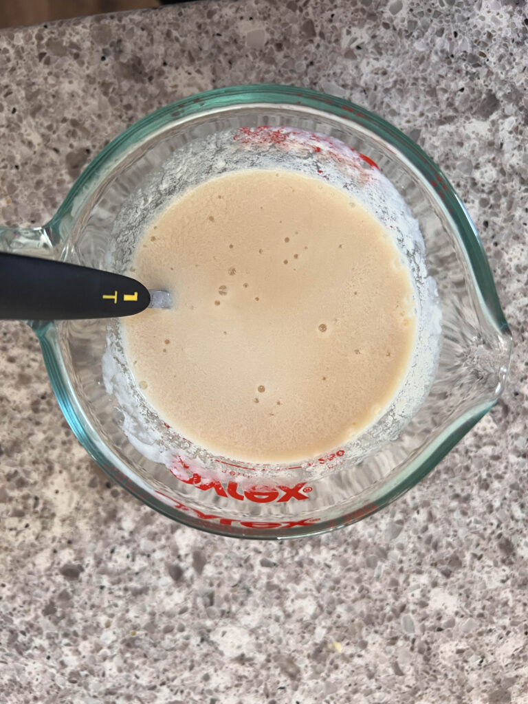vegan buttermilk stirred with vinegar
