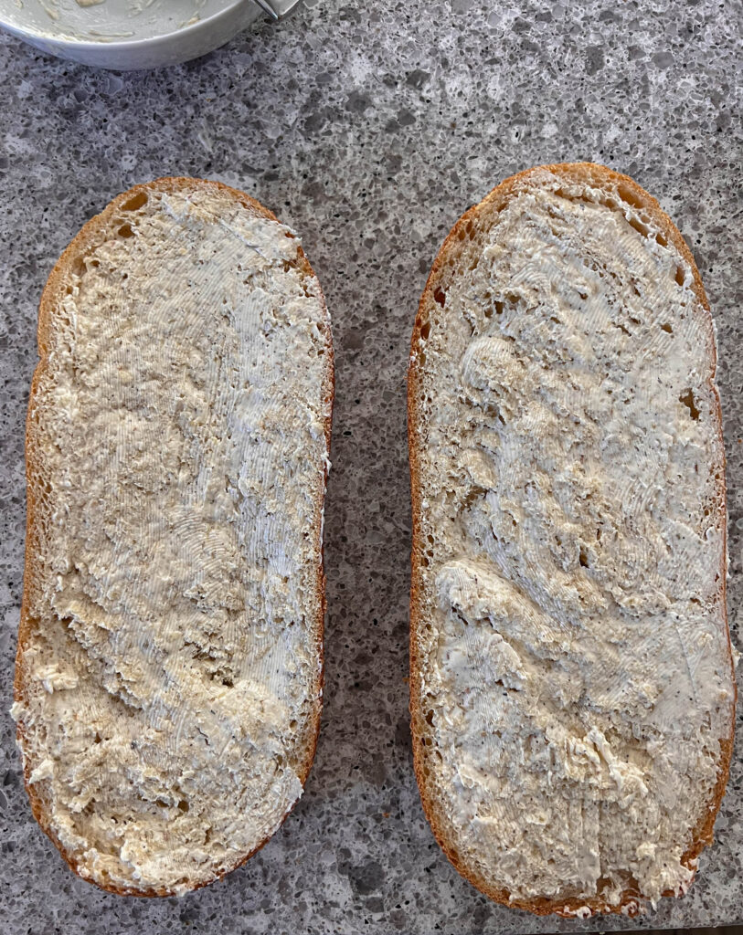 vegan garlic butter on bread
