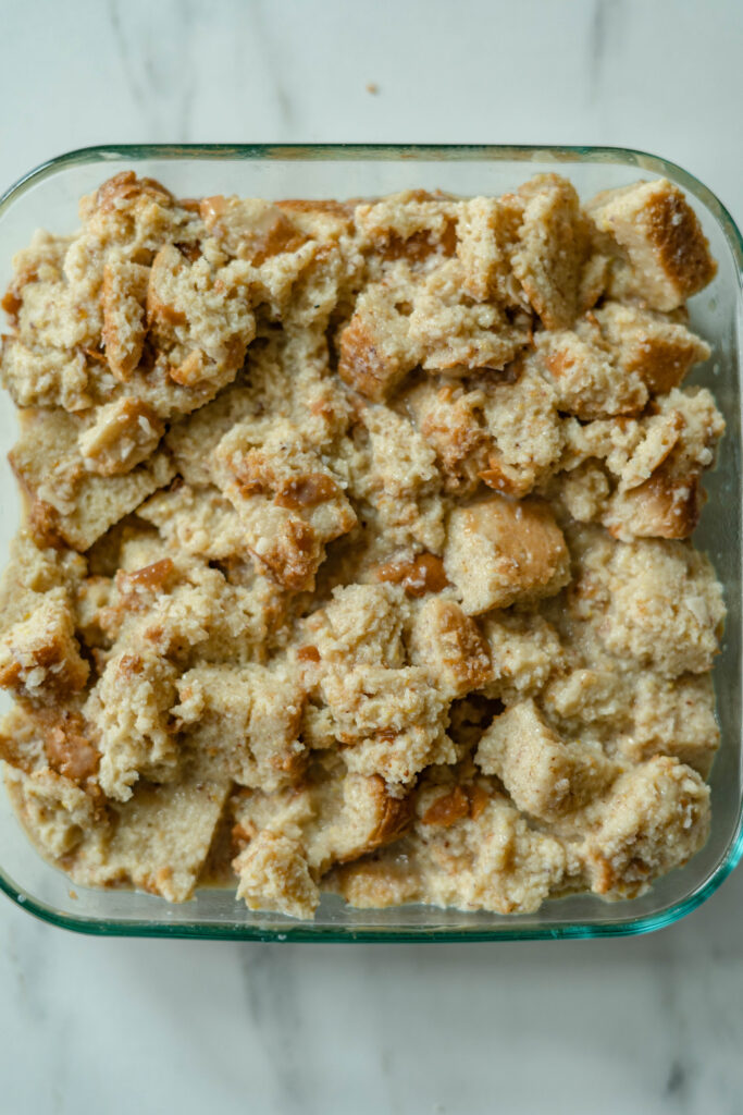 vegan bread pudding mixed pre cooked