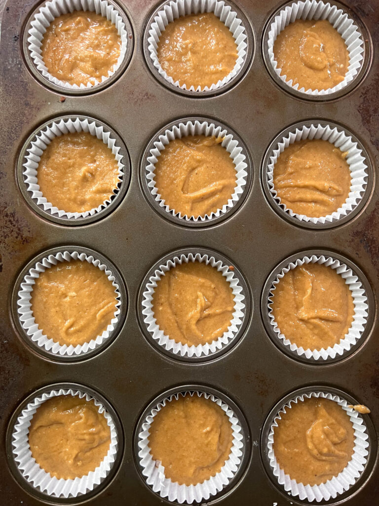vegan pumpkin cupcake batter before baking
