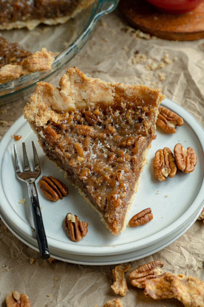 vegan pecan pie slice 