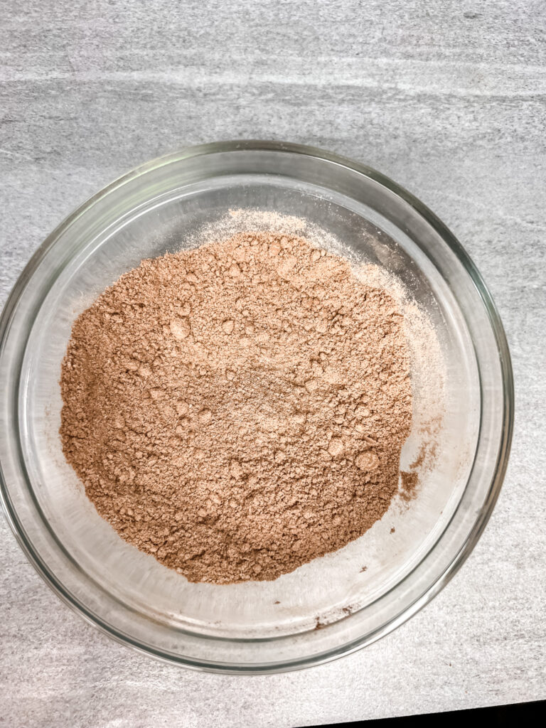 dry ingredients for brownie in a mug