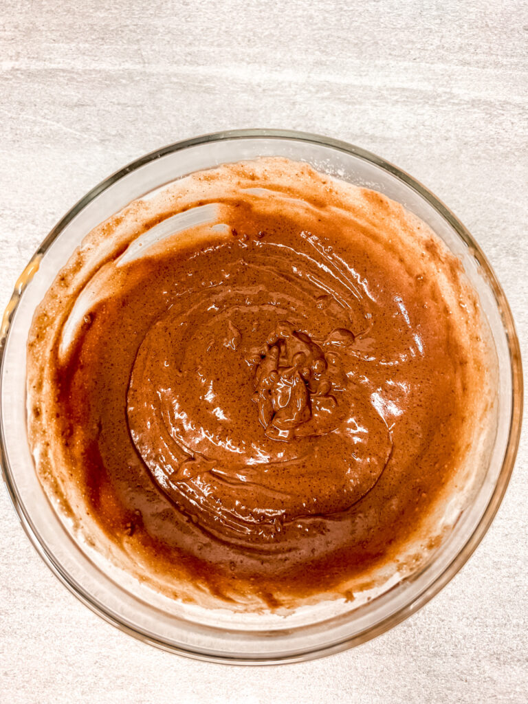 all the wet and dry brownie in a mug ingredients stirred