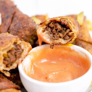 vegan cheeseburger egg rolls