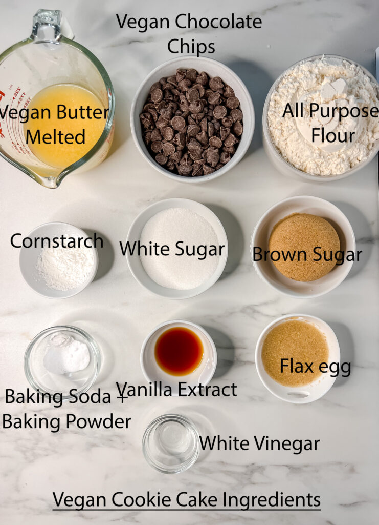 Ingredients for a vegan cookie cake